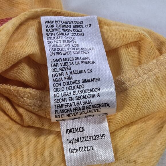 Harry Potter Hogwarts Top Yellow Burnout Graphic Tee Womens Size M Short Sleeve - Picture 7 of 11